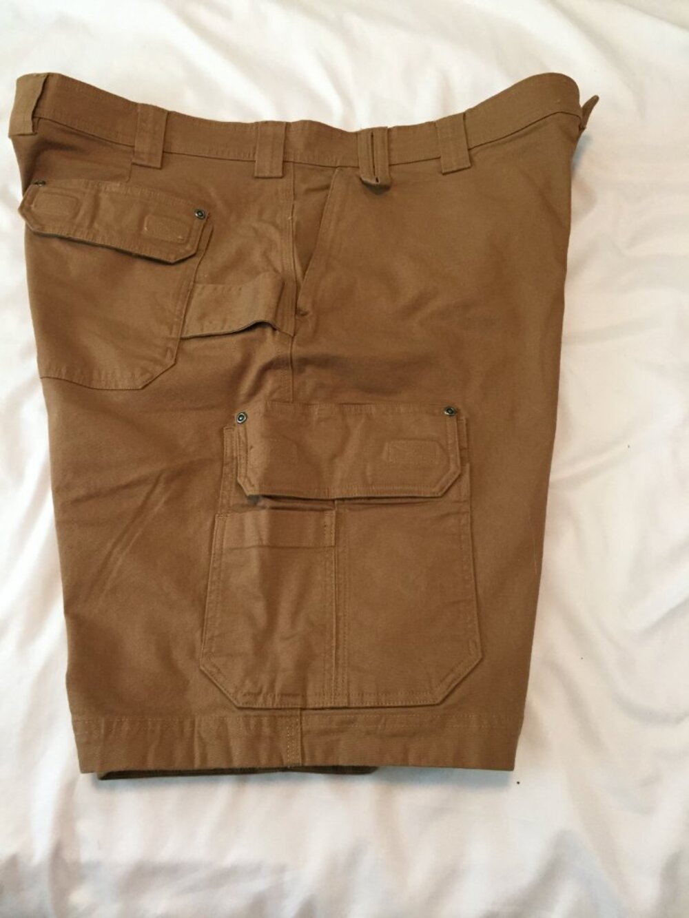 Duluth Trading Co Flex Fire Hose Relaxed Fit Cargo Short Mens 42 Brown Canvas